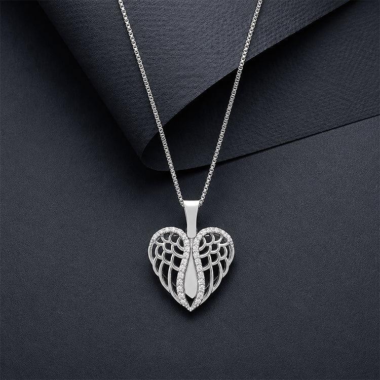 Heavenly Grace 925 Sterling Silver Winged Heart Pendant