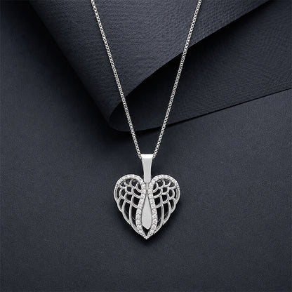 Heavenly Grace 925 Sterling Silver Winged Heart Pendant