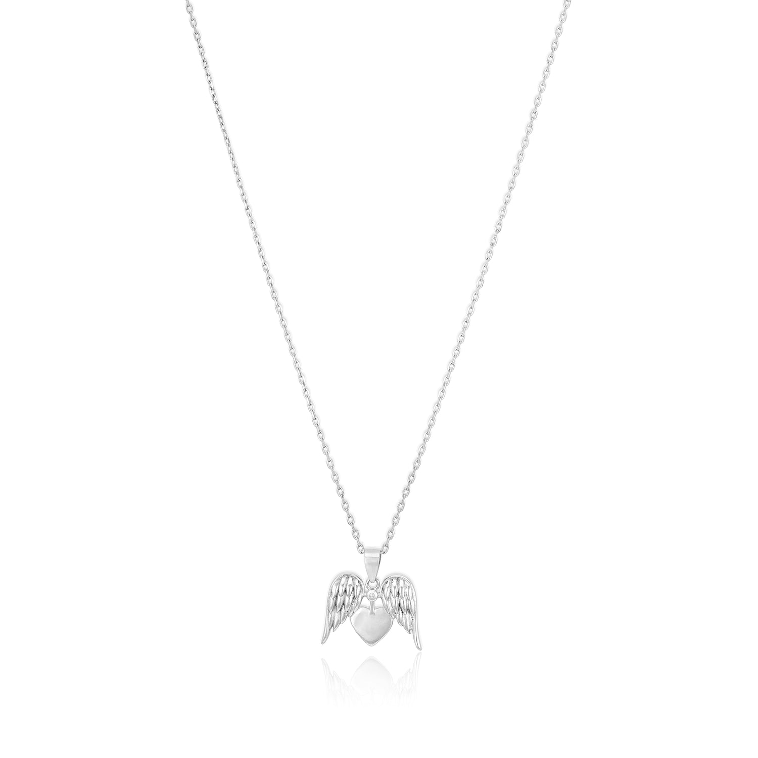 Heavenly Heart Wings 925 Sterling Silver Chain Pendant for Women