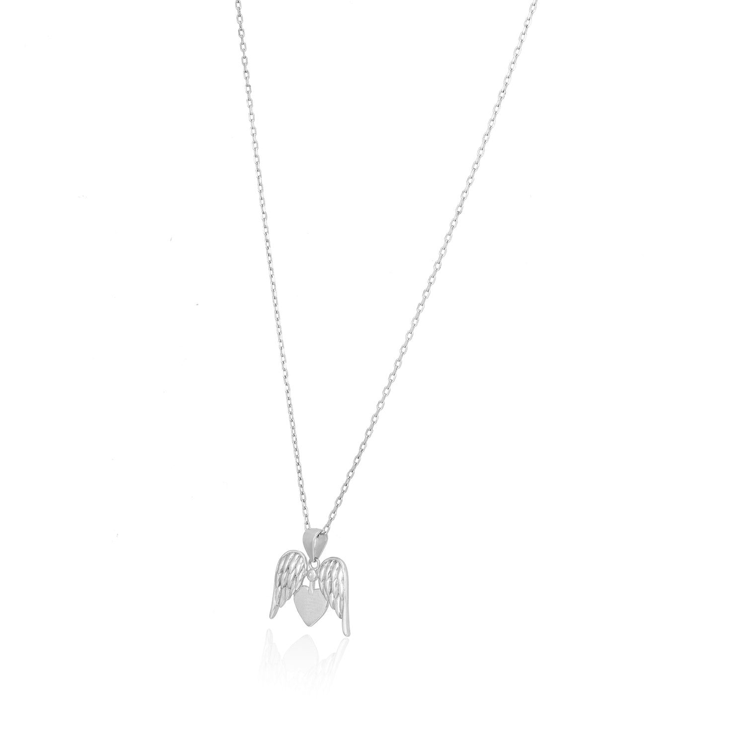 Heavenly Heart Wings 925 Sterling Silver Chain Pendant for Women