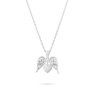 Heavenly Heart Wings 925 Sterling Silver Chain Pendant for Women