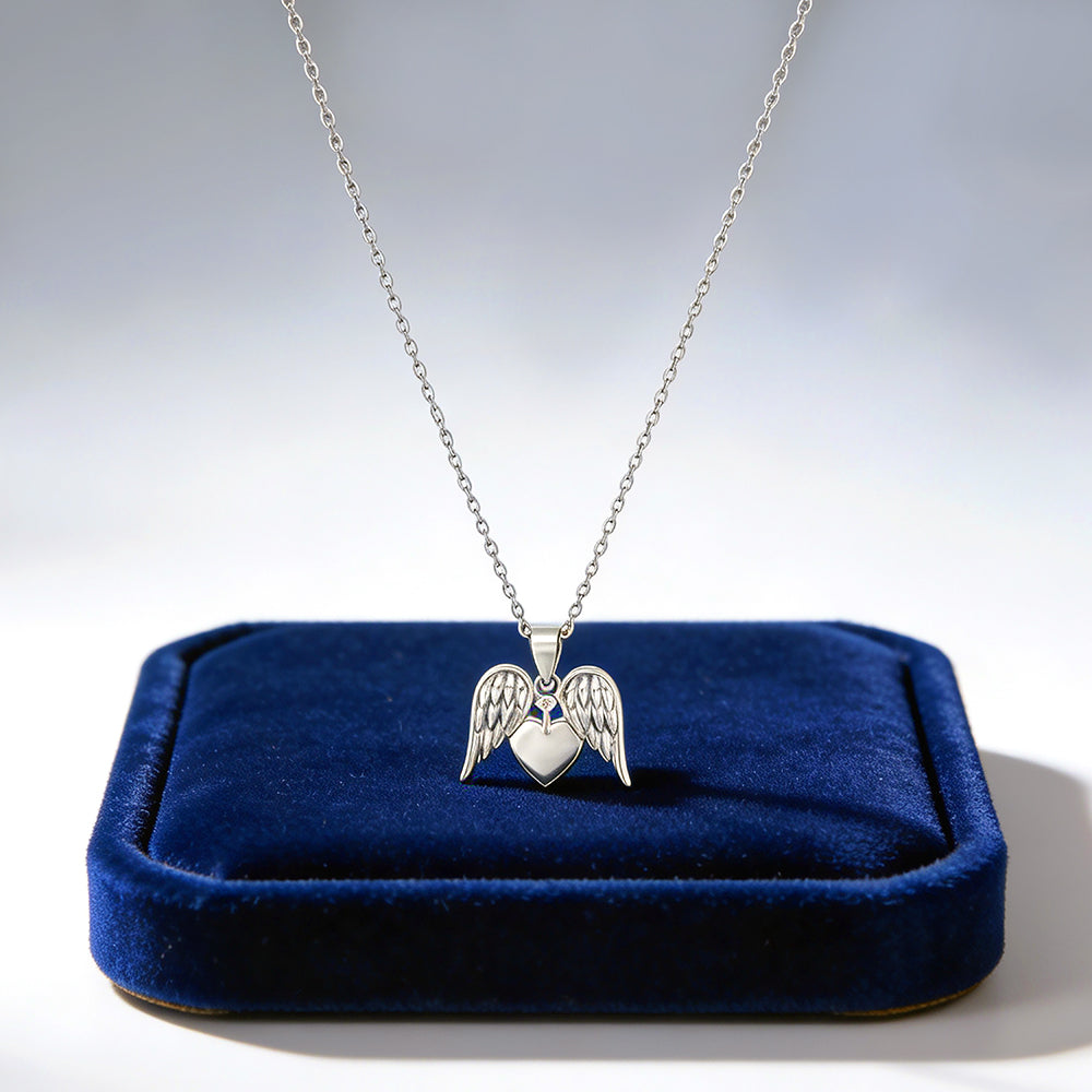 Heavenly Heart Wings 925 Sterling Silver Chain Pendant for Women