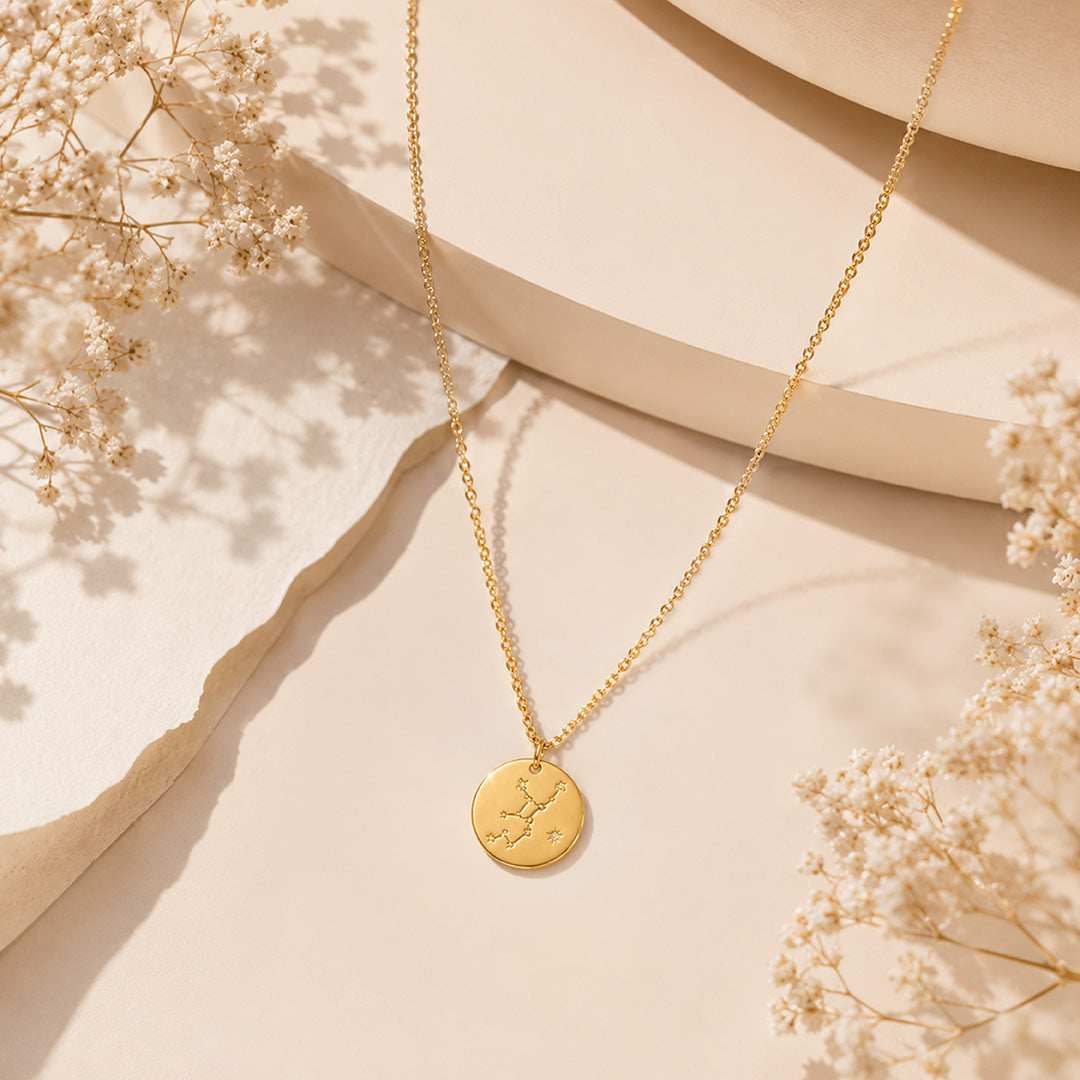 Heavenly Star Path 925 Sterling Silver Golden Chain Pendant 