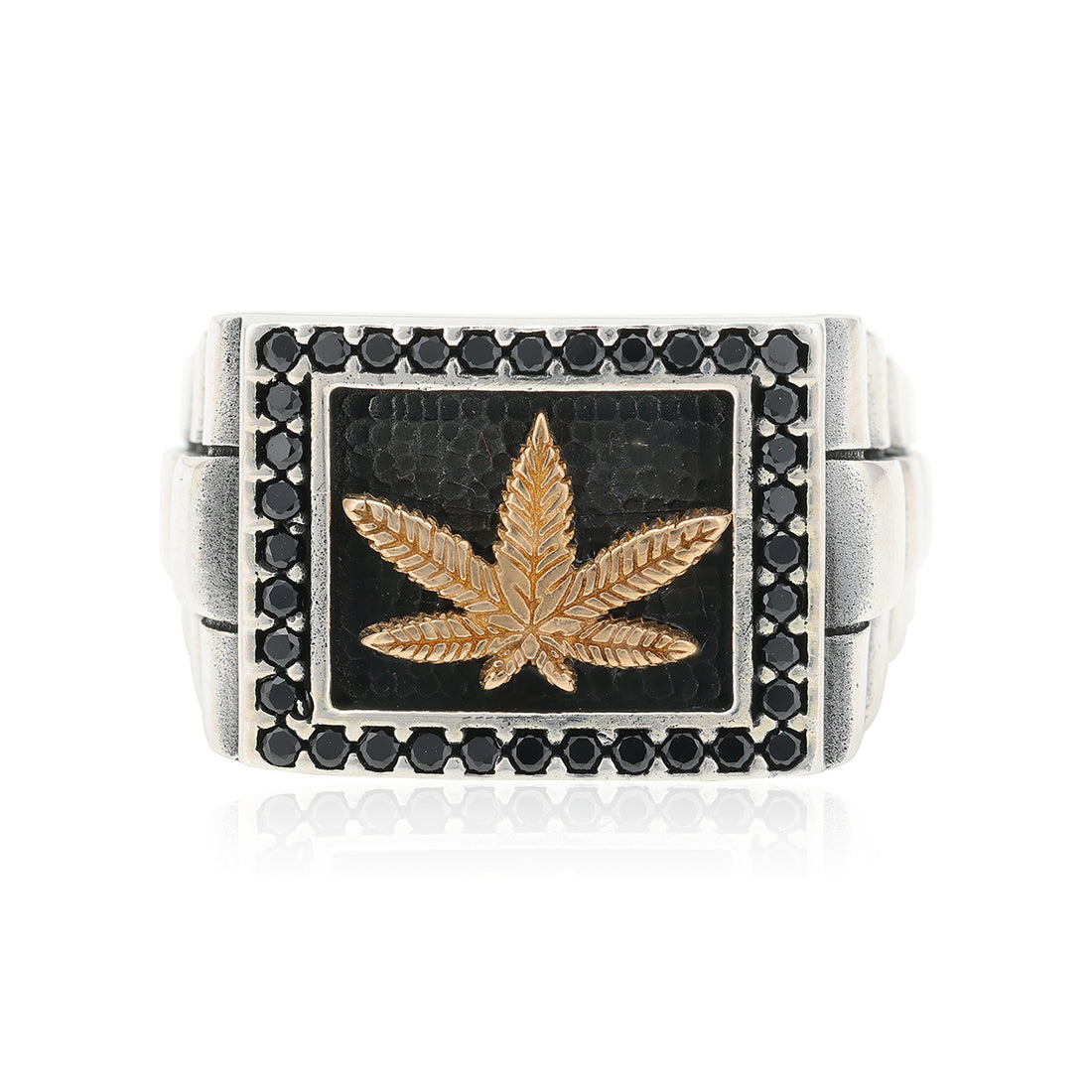 Hemp Serenity Leaf Oxidised Ring