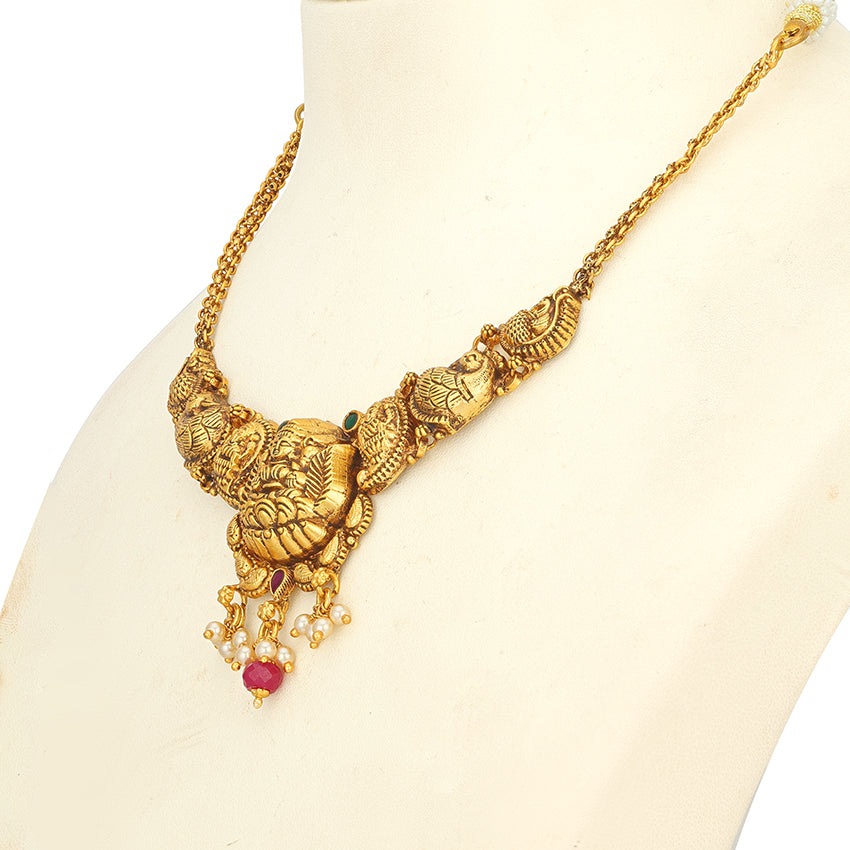 Heritage Lakshmi Peacock Motif 925 Sterling Silver Necklace for Women