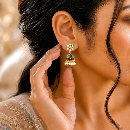 Heritage Pearl Jhumka 925 Sterling Silver Designer Earrings