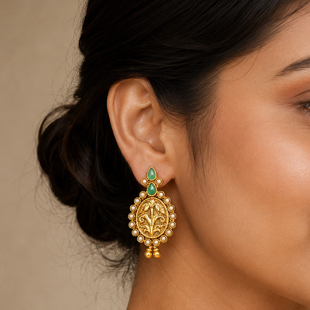 Heritage Tree of Life Medallion Gold Silver Earrings