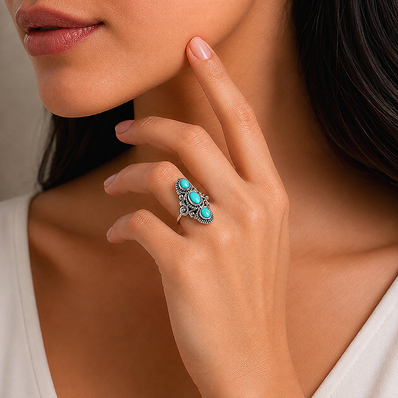 Heritage Tribal Turquoise 925 Sterling Silver Ring