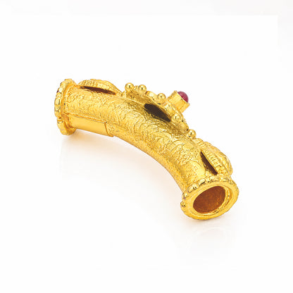 Heritage Filigree Royal Red Stone Silver Mugappu Bangle