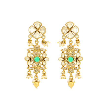 Heritage Kundan Elegance 925 Sterling Silver Pearl Earrings