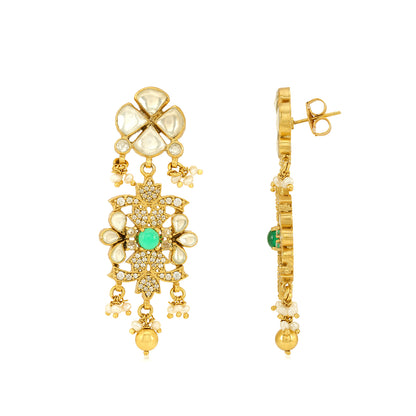 Heritage Kundan Elegance 925 Sterling Silver Pearl Earrings