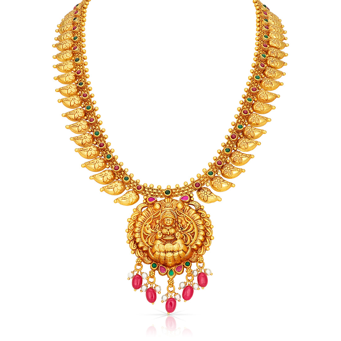 Heritage Lakshmi Mango Peacock  925 Sterling Silver Temple Haram for Women