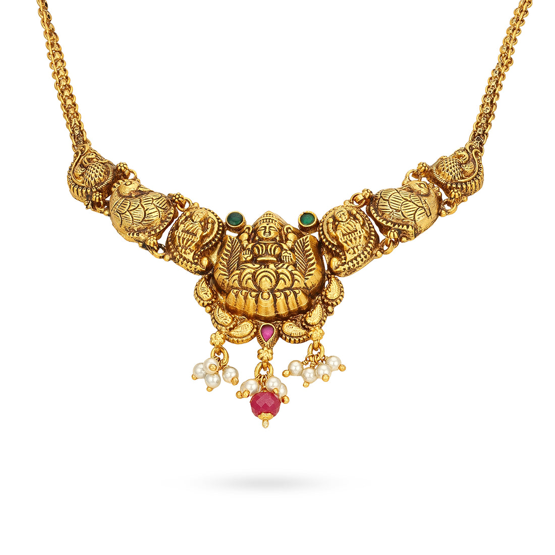 Heritage Lakshmi Peacock Motif 925 Sterling Silver Necklace for Women