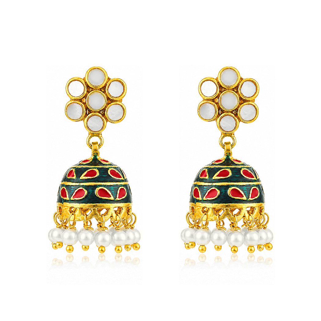 Heritage Pearl Jhumka 925 Sterling Silver Designer Earrings