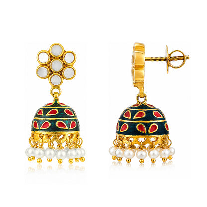 Heritage Pearl Jhumka 925 Sterling Silver Designer Earrings