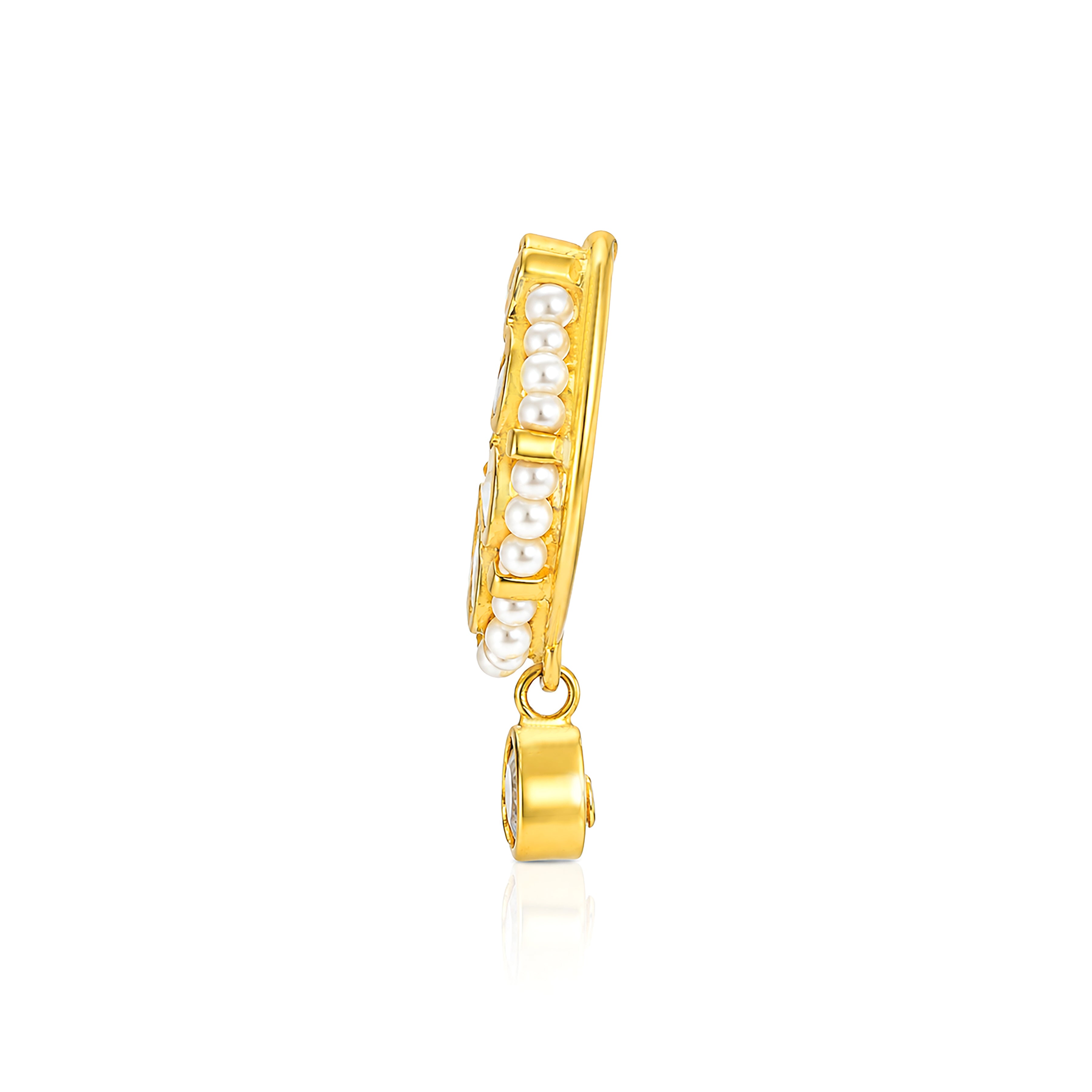 Heritage Pearl Kundan Silver Nose Ring