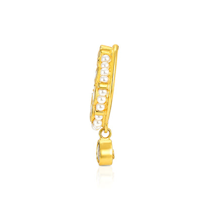 Heritage Pearl Kundan Silver Nose Ring