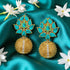Heritage Turquaoise Lotus Radiance 925 Sterling Silver Classic Earrings