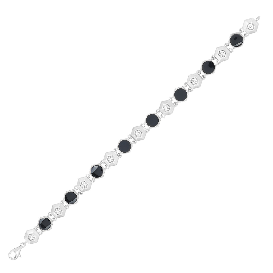 Hexa Black Pearl Rhodium Plated 925 Bracelet