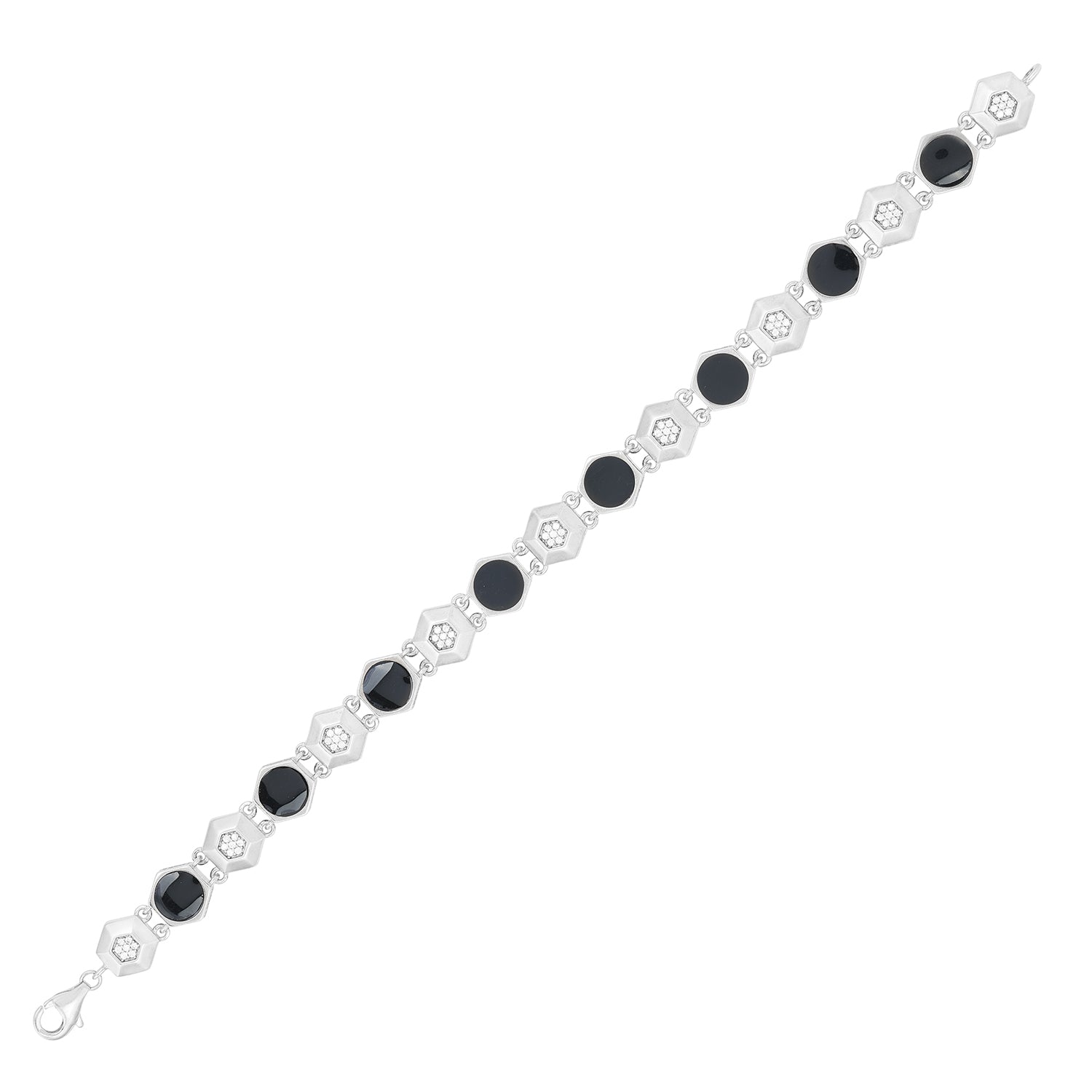 Hexa Black Pearl Rhodium Plated 925 Bracelet 
