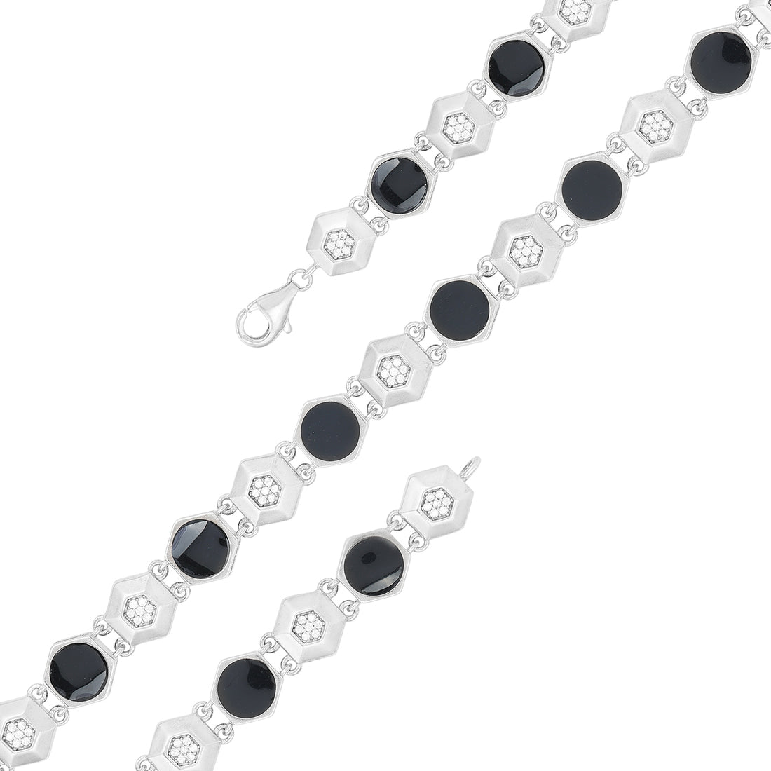 Hexa Black Pearl Rhodium Plated  Bracelet