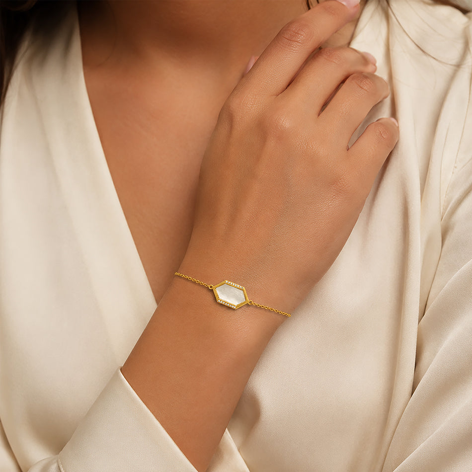 Hexa Glow Gold Plated 925 Sterling Silver Designer Bracelet