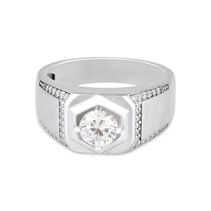 Hexa Shield Stone Silver Ring