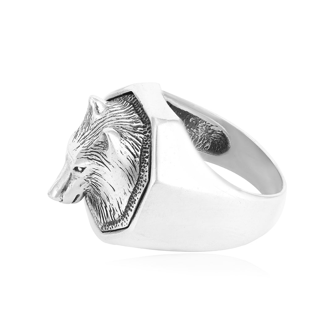 Hexa Sterling Silver 925 Wild Wolf Ring