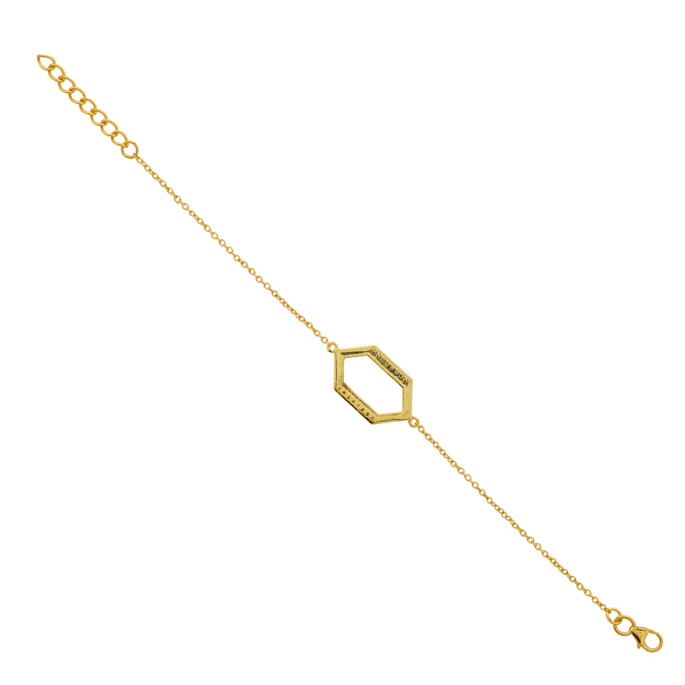 Hexagon Mother of Pearl Gold Plated Silver Bracelet
