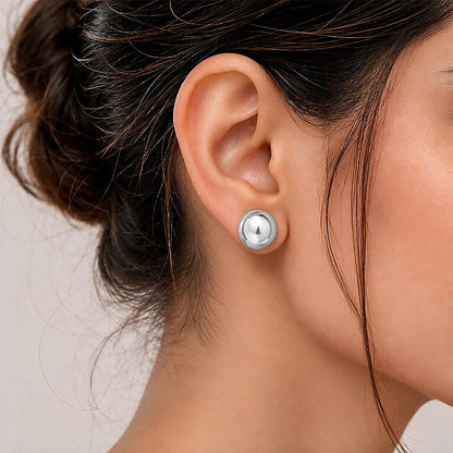 High Polish Dome Ball Sterling Silver Earring