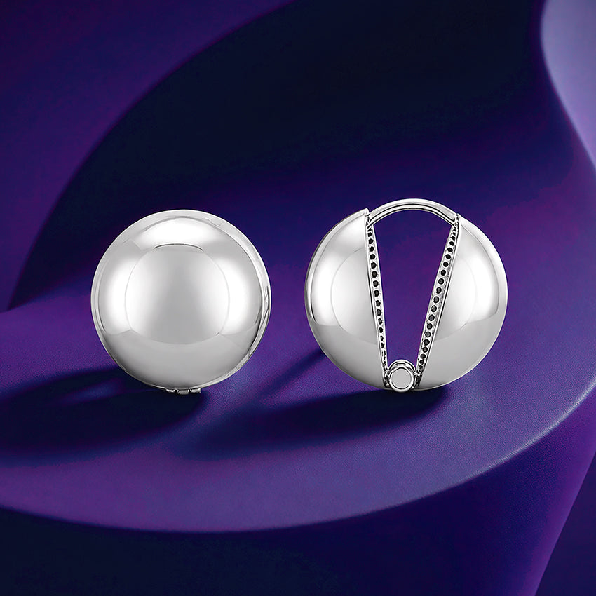 High Polish Dome Ball Sterling Silver Earring