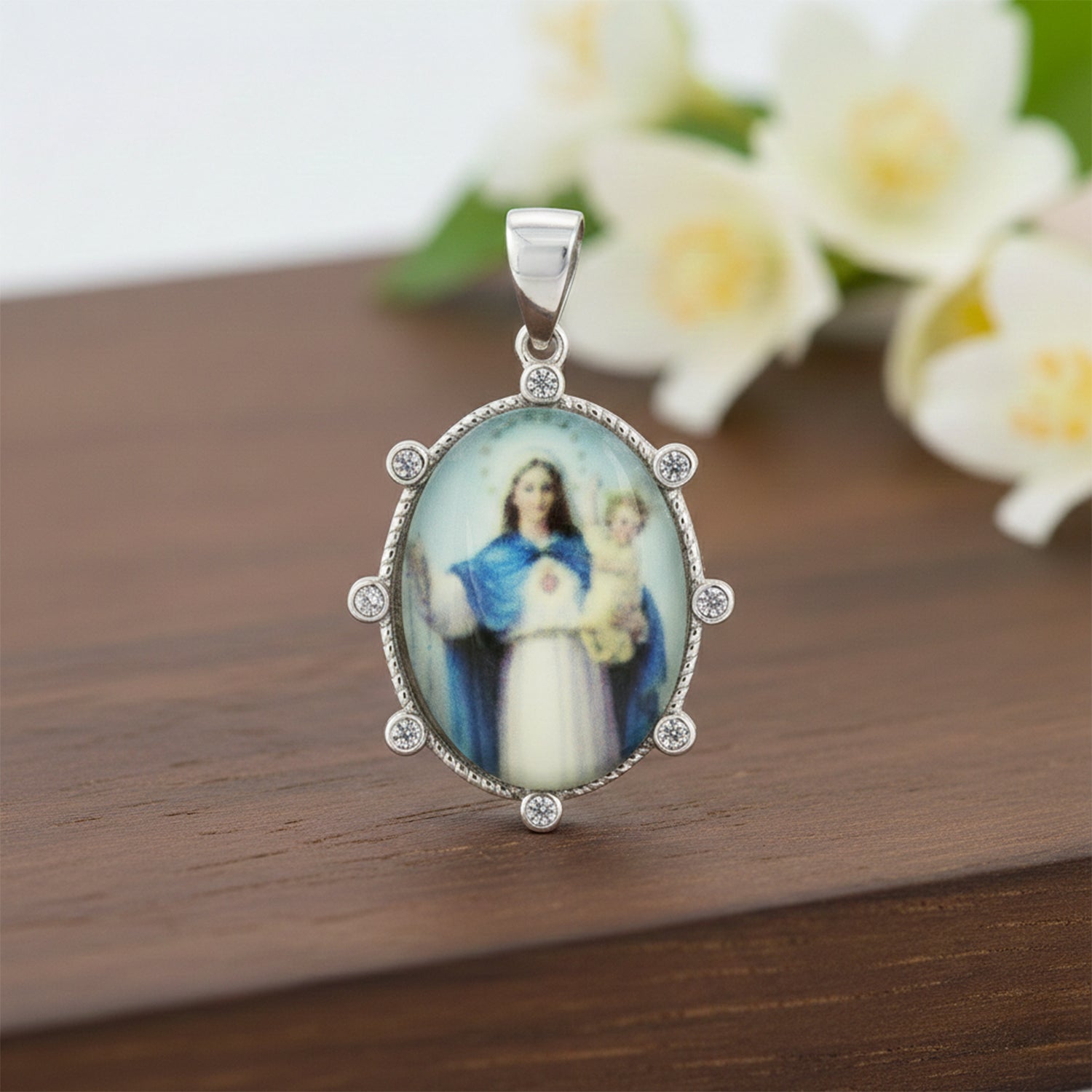Holy Mother Mary Divine Charm 925 Sterling Silver Pendant for women
