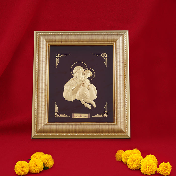 Holy Mother Mary with Baby Jesus Fine Gold Photo Frame