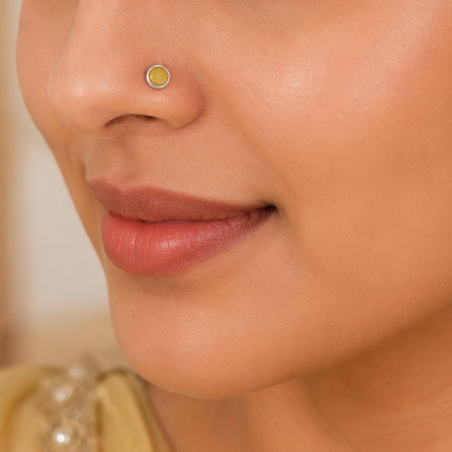 Honey Radiance 925 Sterling Silver Faceted Stone Nosepin