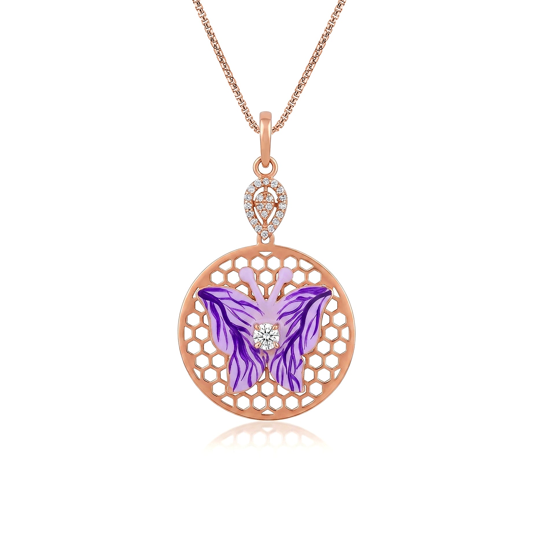 Honeycomb Butterfly 925 Sterling Silver Pendant