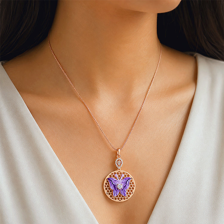 Honeycomb Butterfly 925 Sterling Silver Pendant