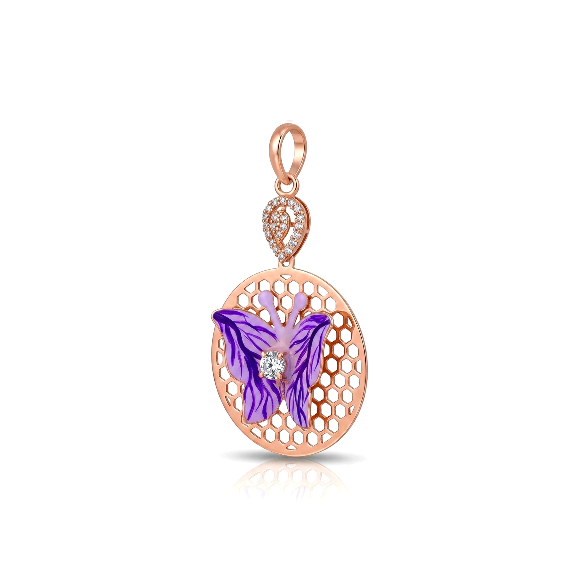 Honeycomb Butterfly 925 Sterling Silver Pendant