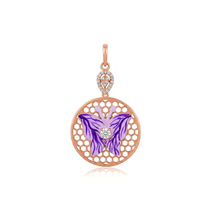Honeycomb Butterfly 925 Sterling Silver Pendant