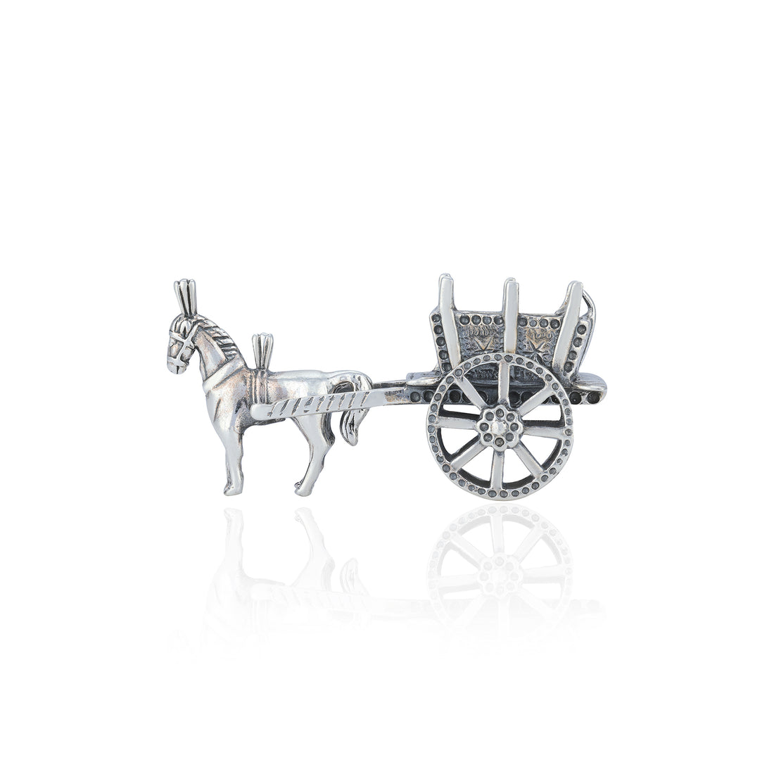 Horse Chariotmode 925 Sterling Silver miniature