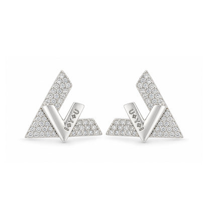 I Love You V Shape Silver Stud Earrings