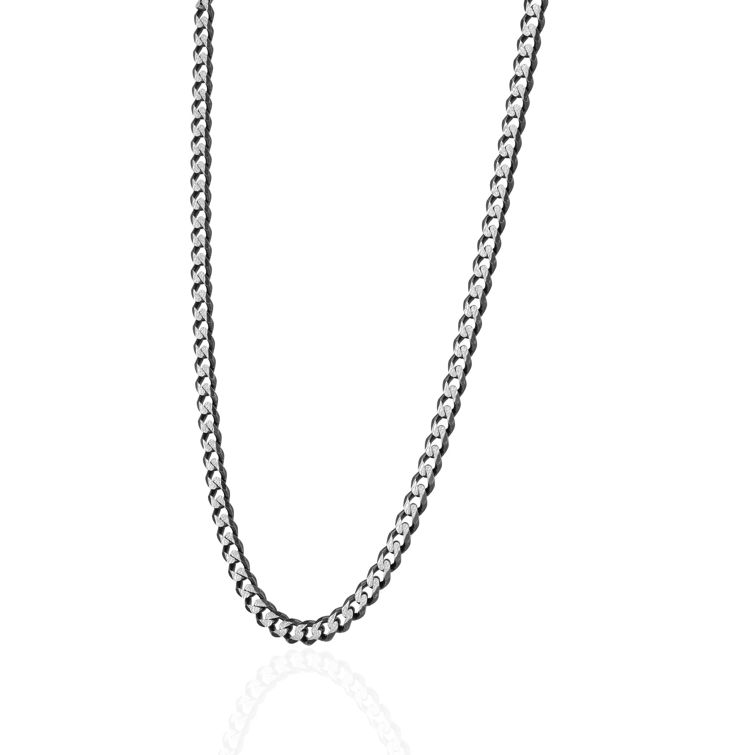 925 Sterling Silver OnyxEdge Bold Curb Link Chain for Men