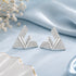 I Love You V Shape Silver Stud Earrings