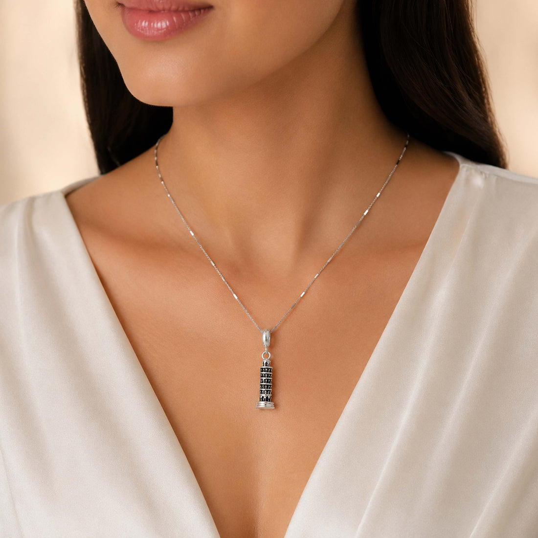 Iconic Tower 925 Sterling Silver Pendant