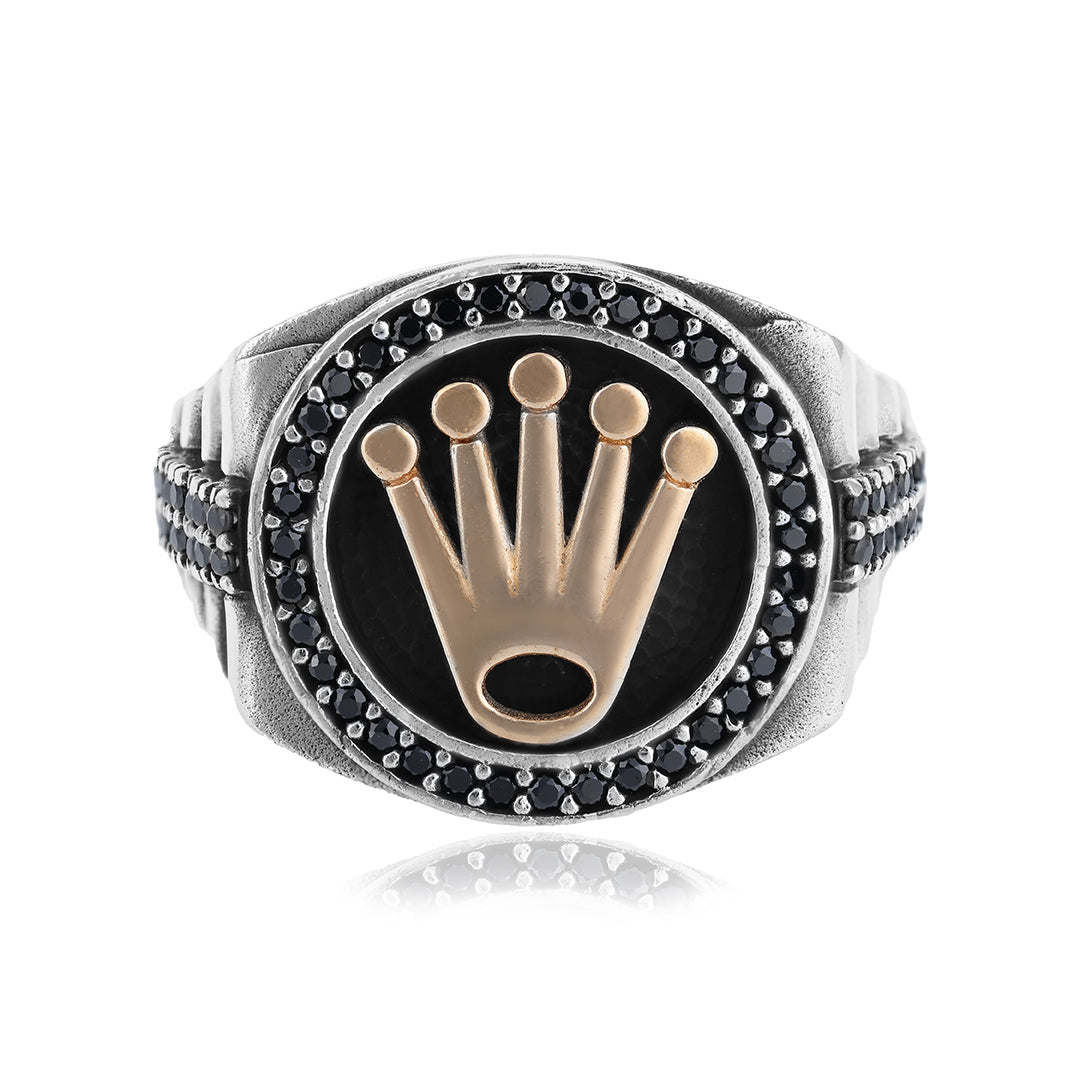 Iconic Kings Crown Sterling Silver Oxidised Ring