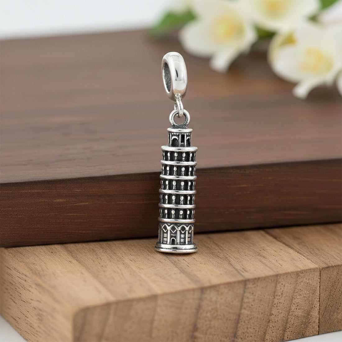 Iconic Leaning Tower Charm 925 Sterling Silver Pendant for women
