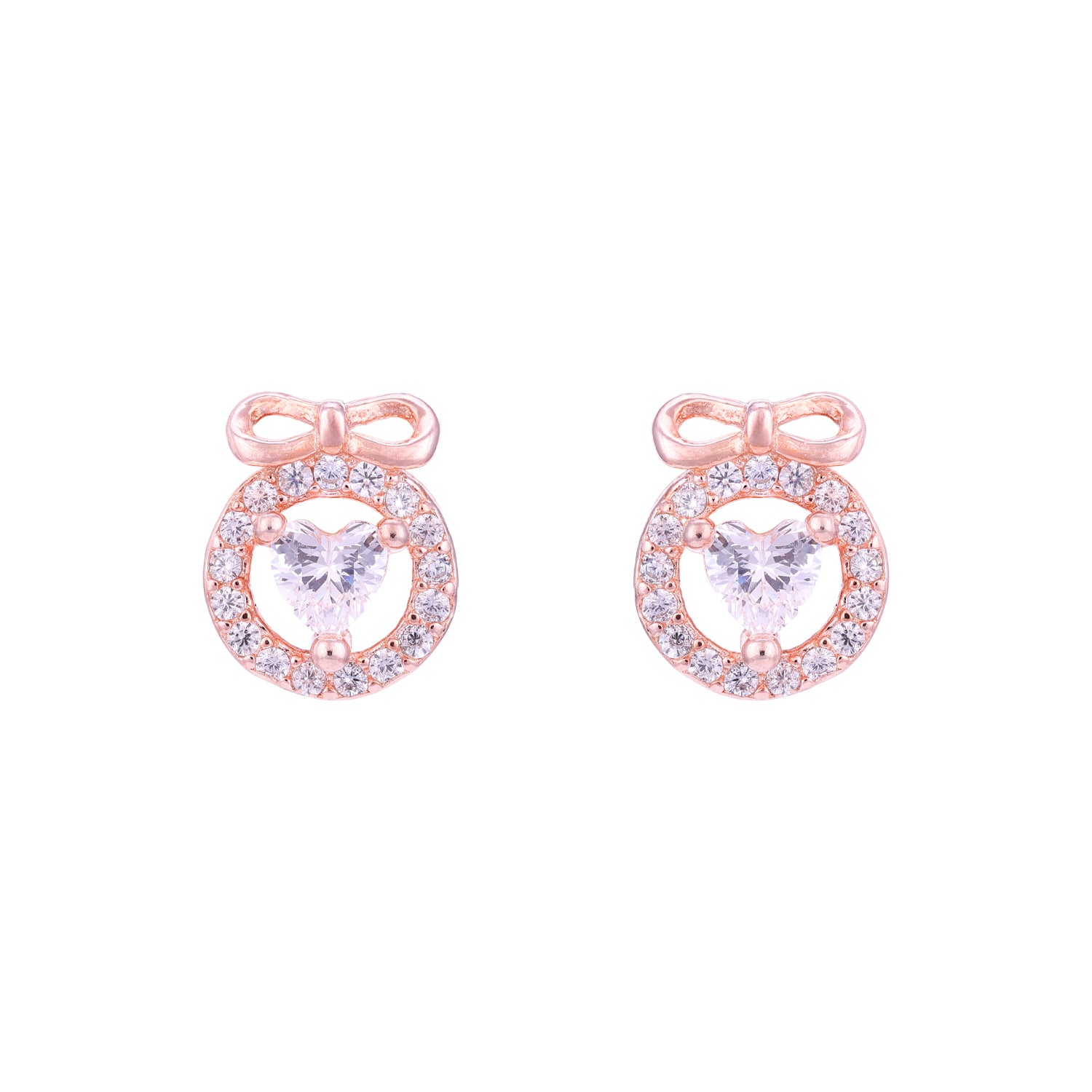 Infinite Rose Gold Heart Sparkle 925 Sterling Silver Earrings for Women