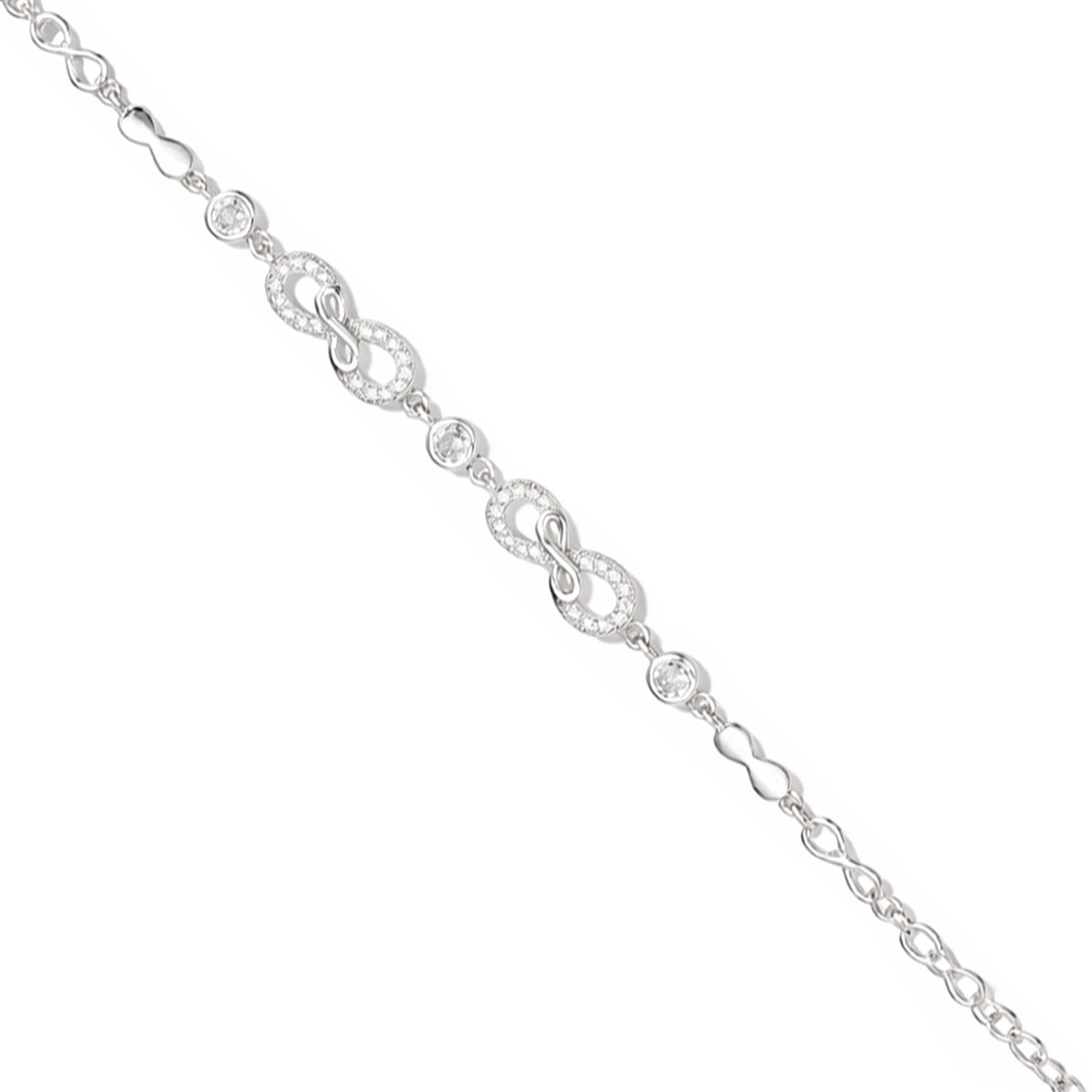 Silver chain bracelet on a white background
