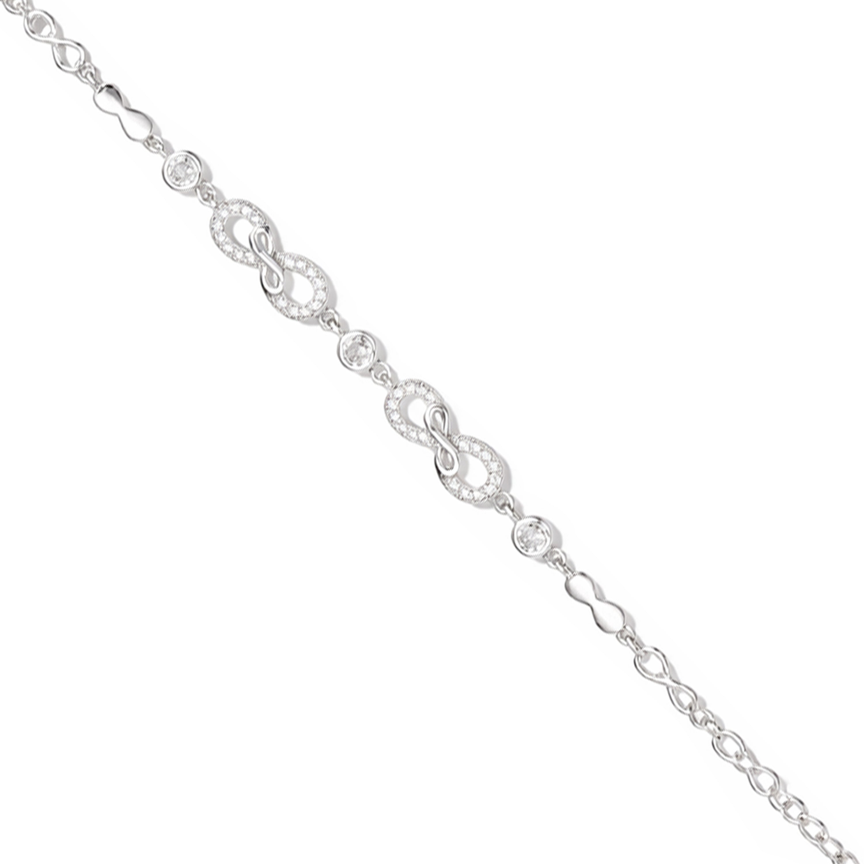 Silver chain bracelet on a white background