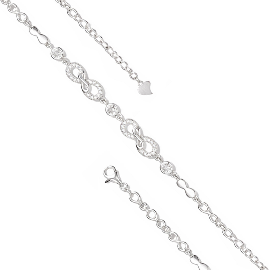 Silver chain necklace on a white background
