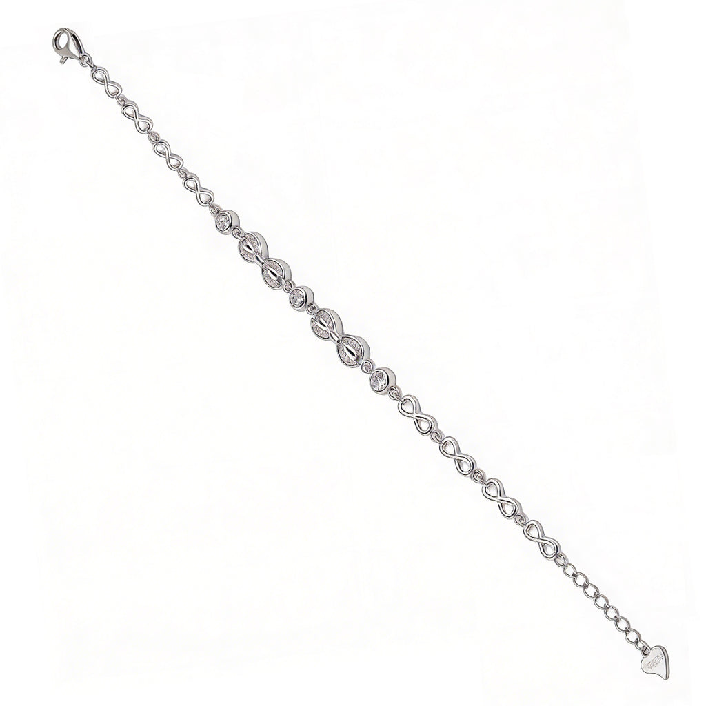 Silver bracelet with a heart charm on a white background